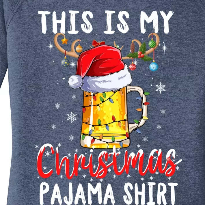 This Is My Christmas Pajama Gift Funny Beer Ing Xmas Gift Women's Perfect Tri Tunic Long Sleeve Shirt