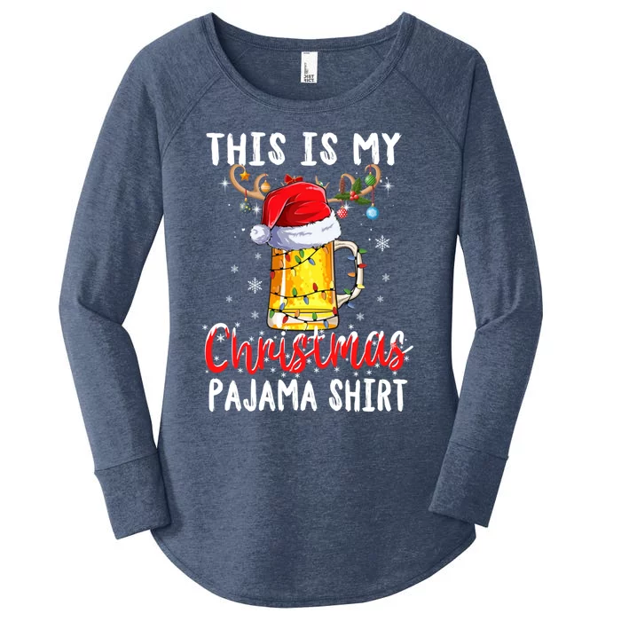 This Is My Christmas Pajama Gift Funny Beer Ing Xmas Gift Women's Perfect Tri Tunic Long Sleeve Shirt