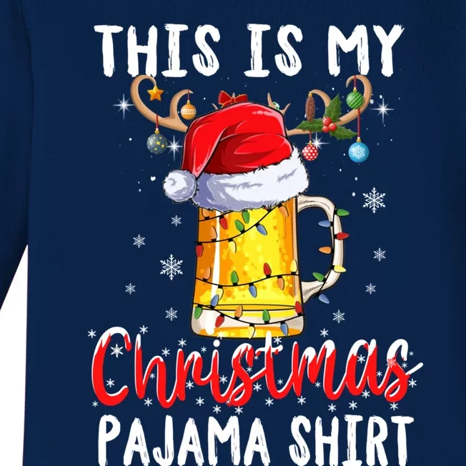 This Is My Christmas Pajama Gift Funny Beer Ing Xmas Gift Baby Long Sleeve Bodysuit