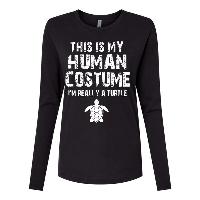 This Is My Human Costume Im Really A Turtle Womens Cotton Relaxed Long Sleeve T-Shirt