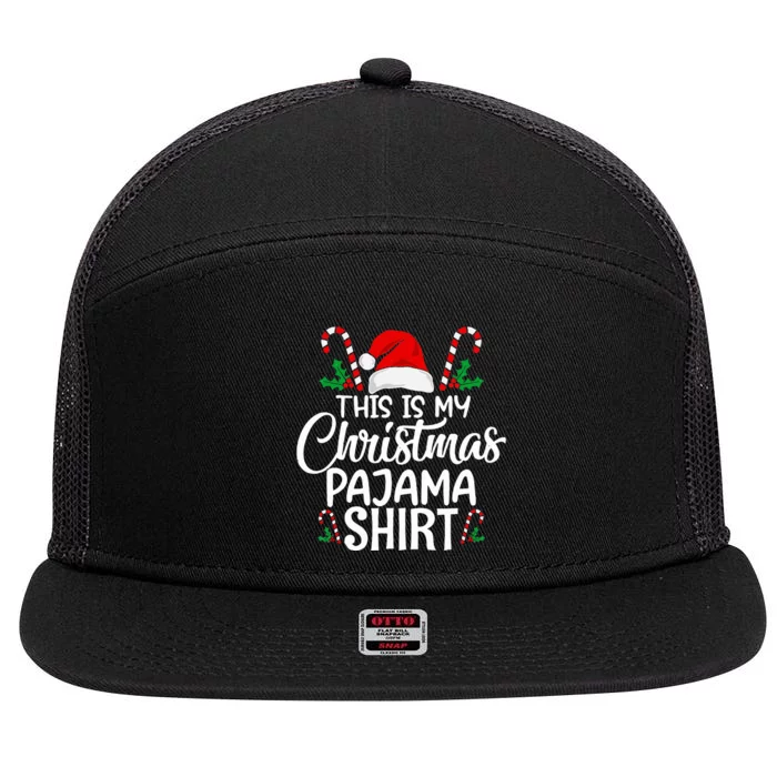 This Is My Christmas Pajama Christmas 7 Panel Mesh Trucker Snapback Hat