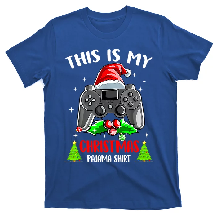 This Is My Christmas Pajama Santa Hat Gamer Video Game Gift T-Shirt