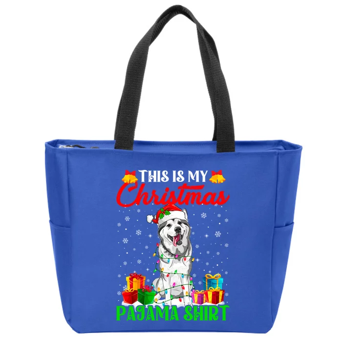 This Is My Christmas Pajama Siberian Husky Dog Xmas Great Gift Zip Tote Bag