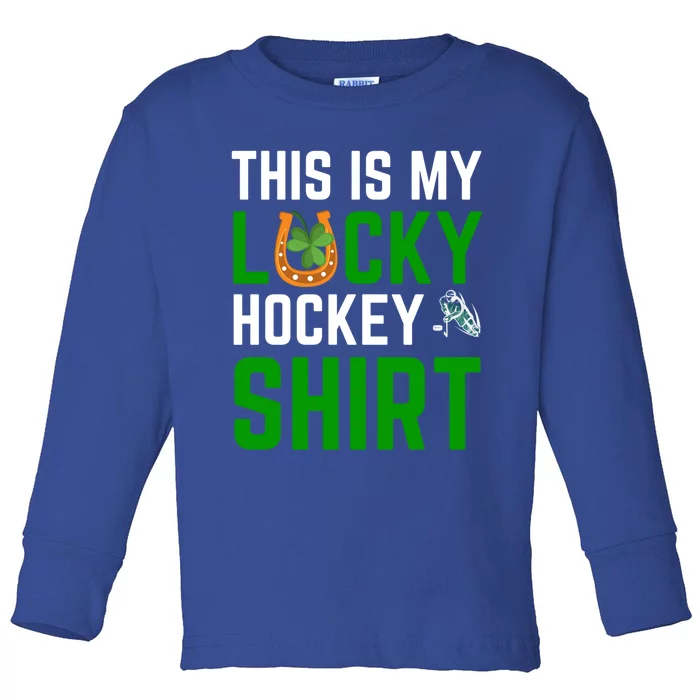 This Is My Lucky Hockey Gift Sport Game St Patrick's Day Gift Toddler Long Sleeve Shirt