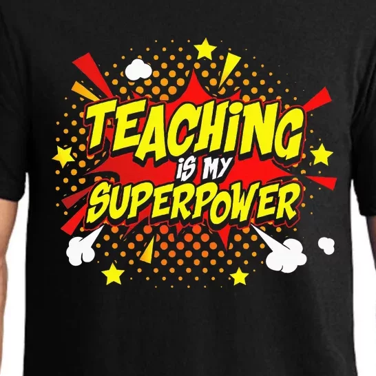 Teaching Is My Superpower Retro Comic Teacher Pajama Set