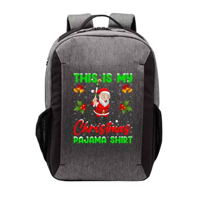 This Is My Christmas Pajamas Funny Santa Playing Hockey Xmas Gift Vector Backpack