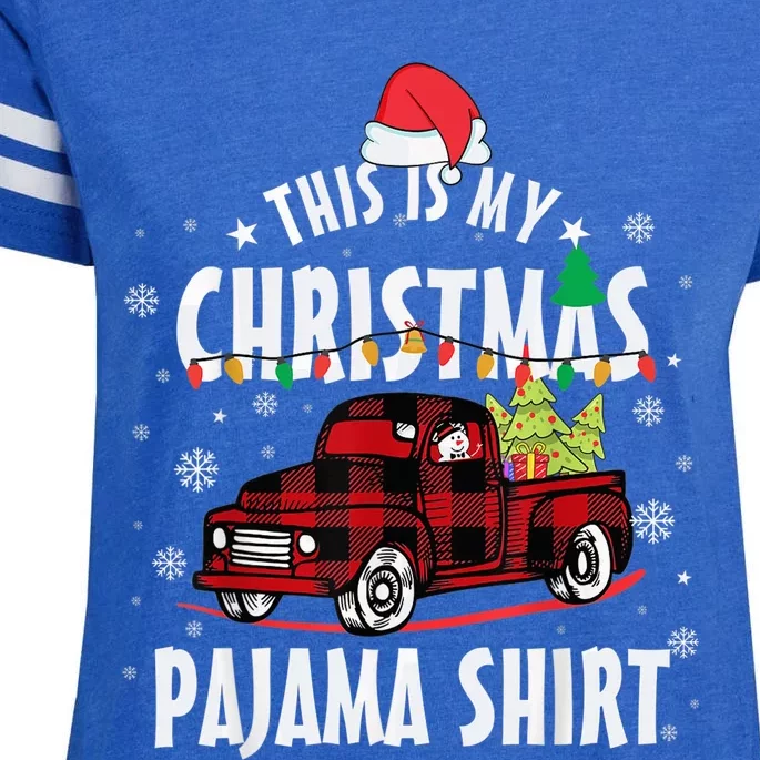 This Is My Christmas Pajama Shirt Truck Funny Santa Hat Xmas Enza Ladies Jersey Football T-Shirt