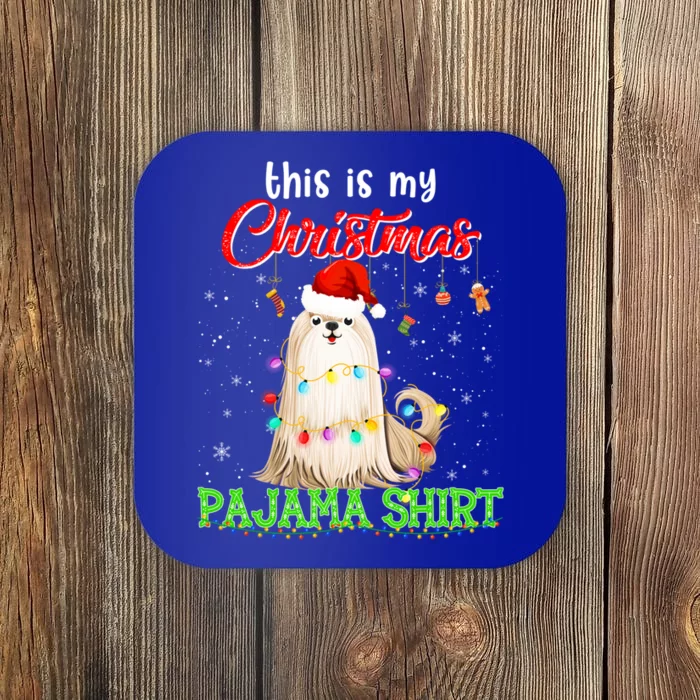 This Is My Christmas Pajama Funny Gift Shih Tzu Santa Hat Xmas Great Gift Coaster