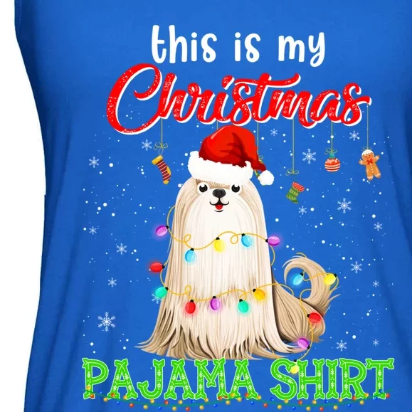 This Is My Christmas Pajama Funny Gift Shih Tzu Santa Hat Xmas Great Gift Ladies Essential Flowy Tank