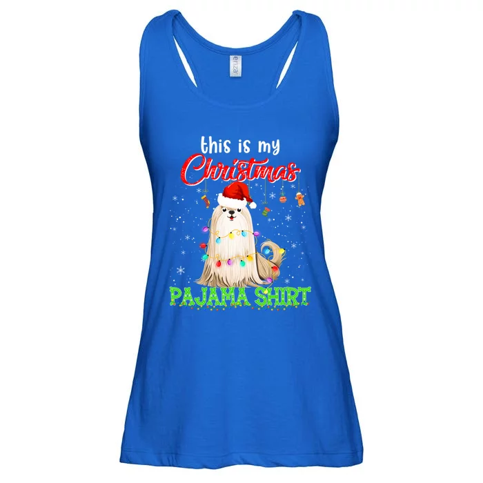 This Is My Christmas Pajama Funny Gift Shih Tzu Santa Hat Xmas Great Gift Ladies Essential Flowy Tank