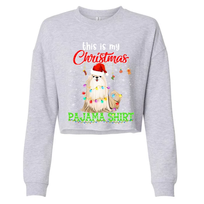 This Is My Christmas Pajama Funny Gift Shih Tzu Santa Hat Xmas Great Gift Cropped Pullover Crew