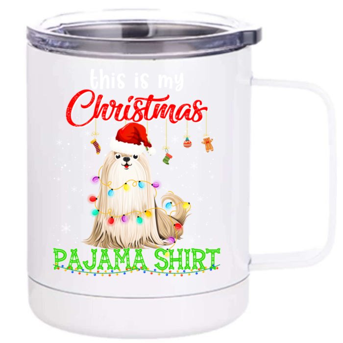 This Is My Christmas Pajama Funny Gift Shih Tzu Santa Hat Xmas Great Gift Front & Back 12oz Stainless Steel Tumbler Cup