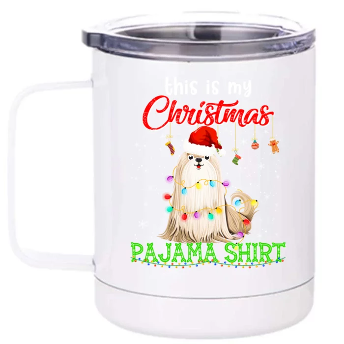 This Is My Christmas Pajama Funny Gift Shih Tzu Santa Hat Xmas Great Gift Front & Back 12oz Stainless Steel Tumbler Cup