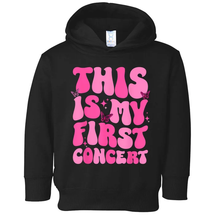 This Is My First Concert Music Event Retro Groovy Girl Toddler Hoodie