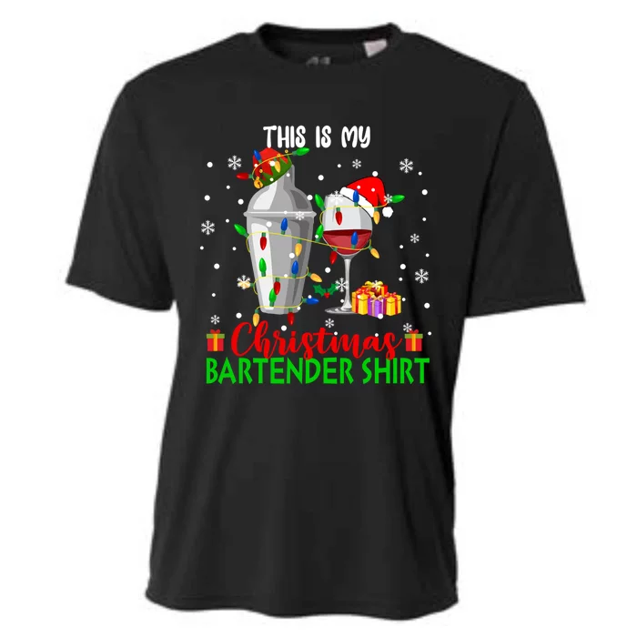 This Is My Xmas Bartender Cool Gift Santa Bartender Tools Gift Cooling Performance Crew T-Shirt