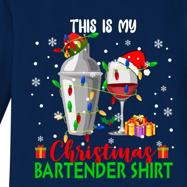 This Is My Xmas Bartender Cool Gift Santa Bartender Tools Gift Baby Long Sleeve Bodysuit