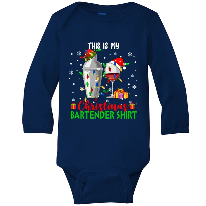 This Is My Xmas Bartender Cool Gift Santa Bartender Tools Gift Baby Long Sleeve Bodysuit