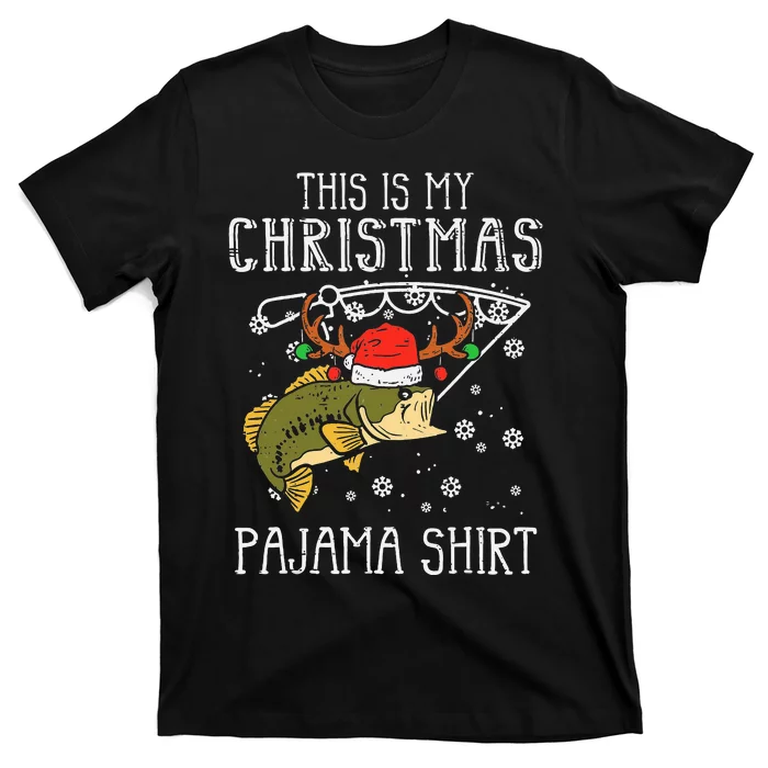 This Is My Christmas Pajama Fishing Xmas PJs Dad T-Shirt