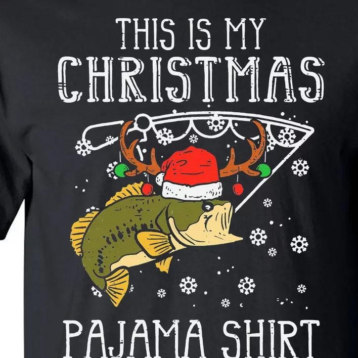 This Is My Christmas Pajama Fishing Xmas PJs Dad Tall T-Shirt