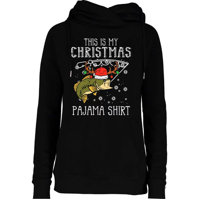 This Is My Christmas Pajama Fishing Xmas PJs Dad Womens Funnel Neck Pullover Hood