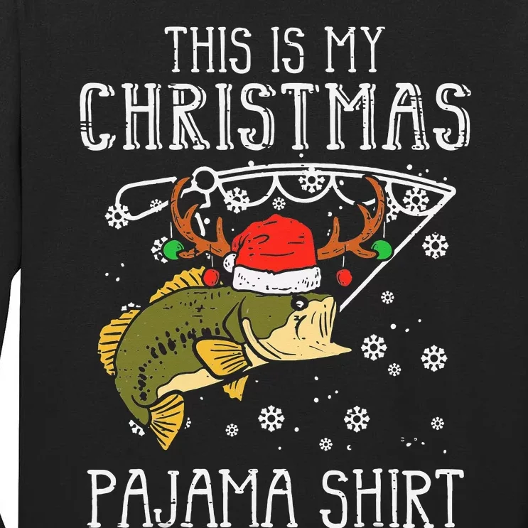 This Is My Christmas Pajama Fishing Xmas PJs Dad Tall Long Sleeve T-Shirt