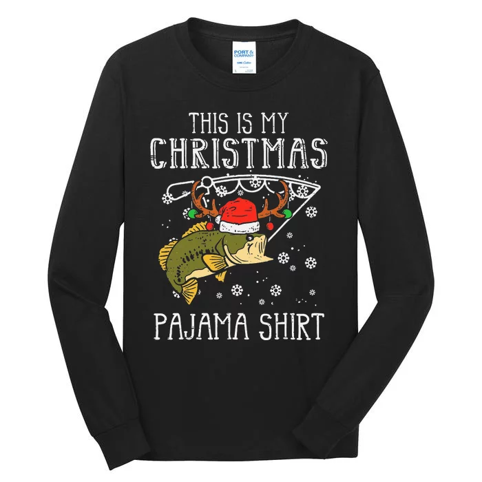 This Is My Christmas Pajama Fishing Xmas PJs Dad Tall Long Sleeve T-Shirt