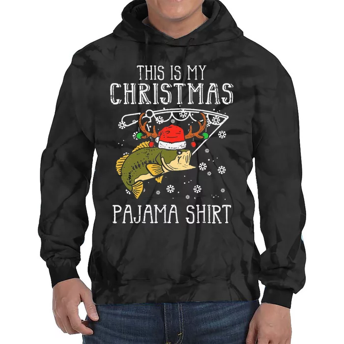 This Is My Christmas Pajama Fishing Xmas PJs Dad Tie Dye Hoodie