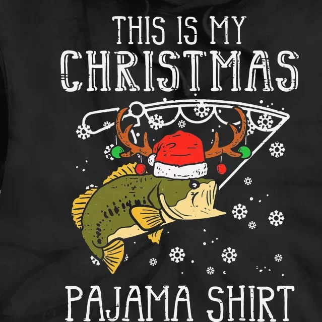 This Is My Christmas Pajama Fishing Xmas PJs Dad Tie Dye Hoodie