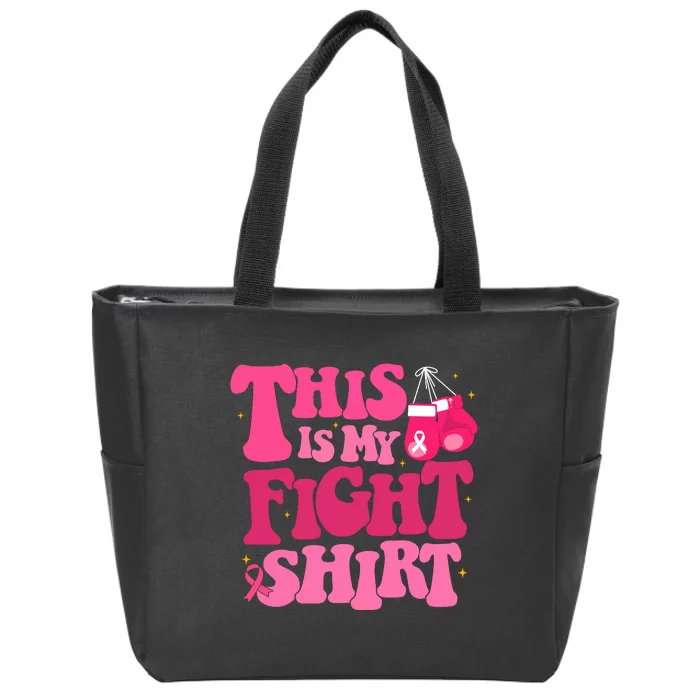 This Is My Fight Breast Cancer Ribbon Support Zip Tote Bag