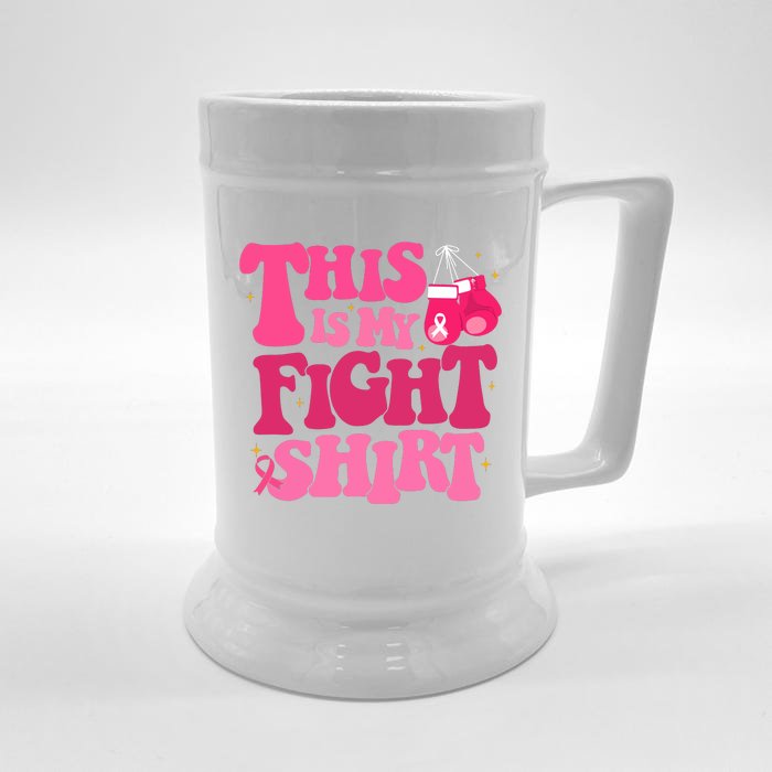 This Is My Fight Breast Cancer Ribbon Support Front & Back Beer Stein