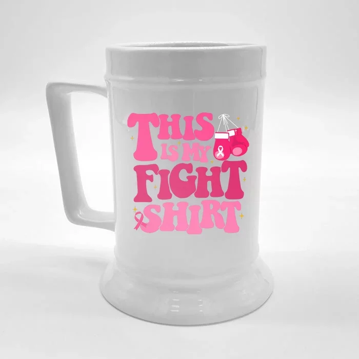 This Is My Fight Breast Cancer Ribbon Support Front & Back Beer Stein