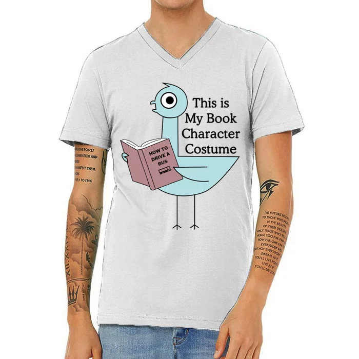 This Is My Book Character Costume Funny Pigeon Reading V-Neck T-Shirt