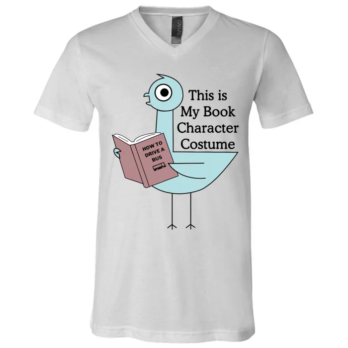 This Is My Book Character Costume Funny Pigeon Reading V-Neck T-Shirt