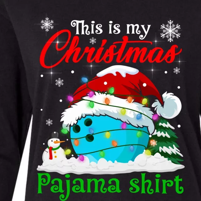 This Is My Christmas Pajama Xmas Lights Bowling Ball Lover Gift Womens Cotton Relaxed Long Sleeve T-Shirt