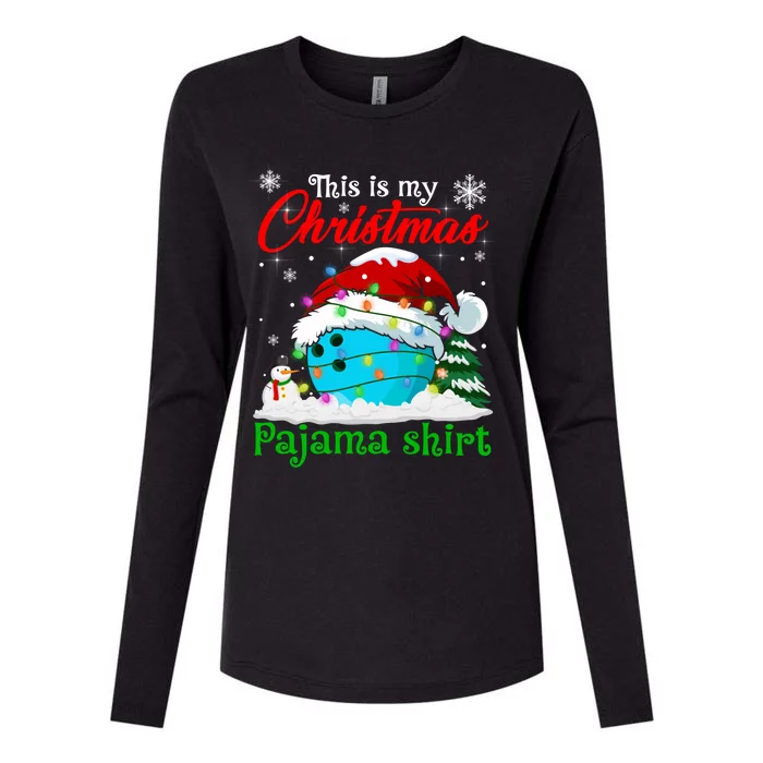 This Is My Christmas Pajama Xmas Lights Bowling Ball Lover Gift Womens Cotton Relaxed Long Sleeve T-Shirt