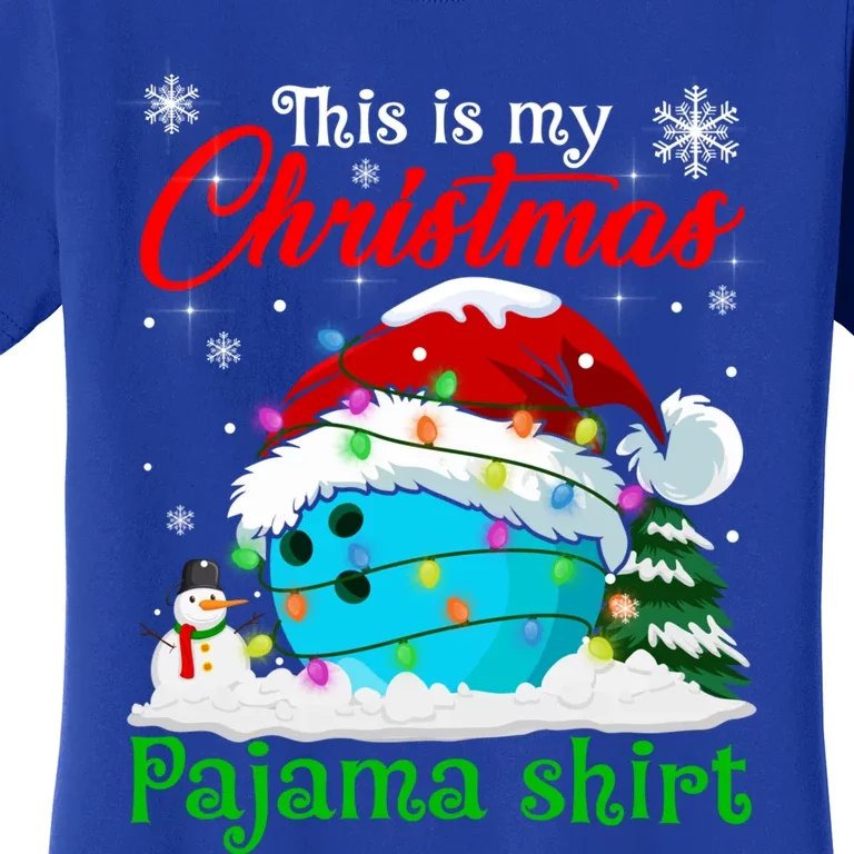 This Is My Christmas Pajama Xmas Lights Bowling Ball Lover Gift Women's T-Shirt