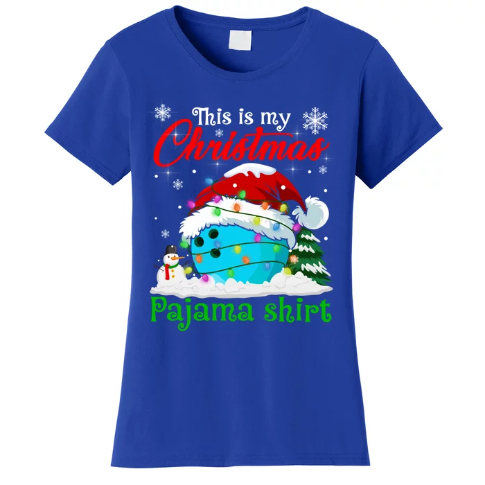 This Is My Christmas Pajama Xmas Lights Bowling Ball Lover Gift Women's T-Shirt