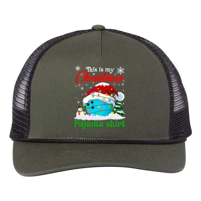 This Is My Christmas Pajama Xmas Lights Bowling Ball Lover Gift Retro Rope Trucker Hat Cap