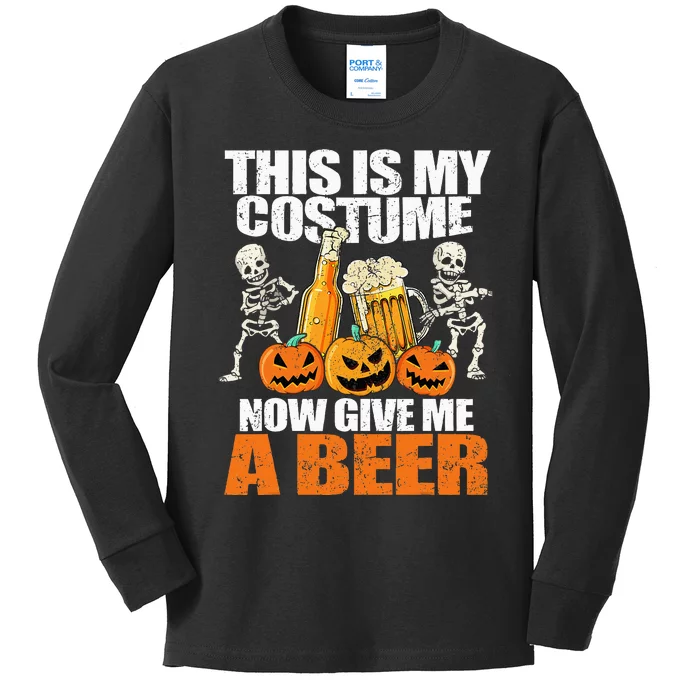 This Is My Costume Skeleton Jack O Lantern Halloween Kids Long Sleeve Shirt