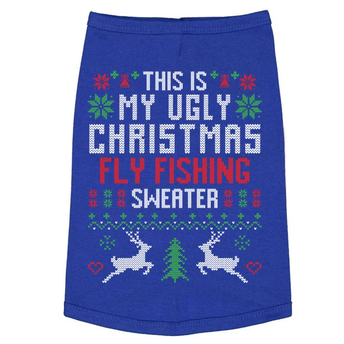 This Is My Ugly Christmas Fly Fishing Sweater Fisher Funny Gift Doggie Tank