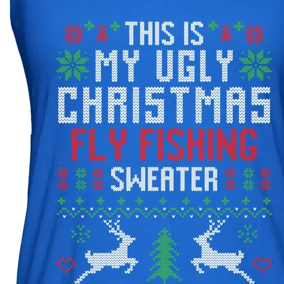 This Is My Ugly Christmas Fly Fishing Sweater Fisher Funny Gift Ladies Essential Flowy Tank