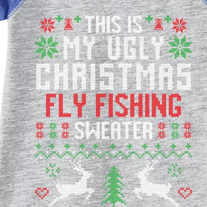 This Is My Ugly Christmas Fly Fishing Sweater Fisher Funny Gift Infant Baby Jersey Bodysuit