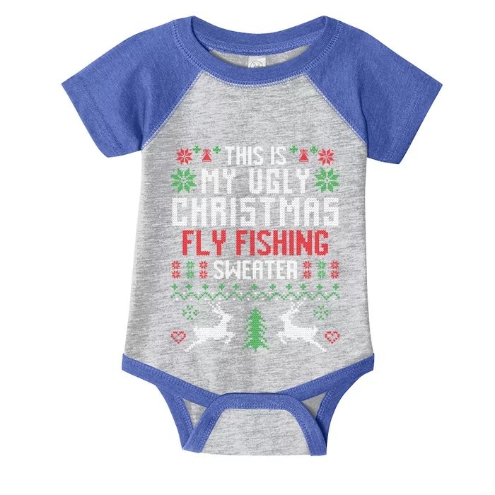 This Is My Ugly Christmas Fly Fishing Sweater Fisher Funny Gift Infant Baby Jersey Bodysuit