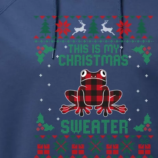 This Is My Christmas Sweater Frog Lover Funny Gift Ugly Xmas Gift Performance Fleece Hoodie