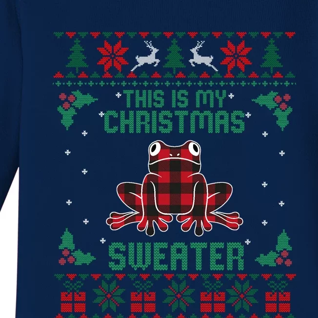 This Is My Christmas Sweater Frog Lover Funny Gift Ugly Xmas Gift Baby Long Sleeve Bodysuit