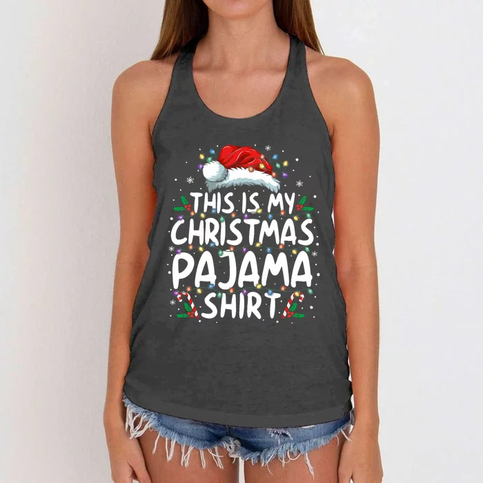 This Is My Christmas Pajama Funny Xmas Pjs Women's Knotted Racerback Tank