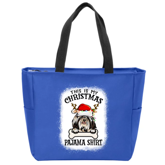 This Is My Christmas Shih Tzu Dog Pajama Merry Xmas Cute Gift Zip Tote Bag