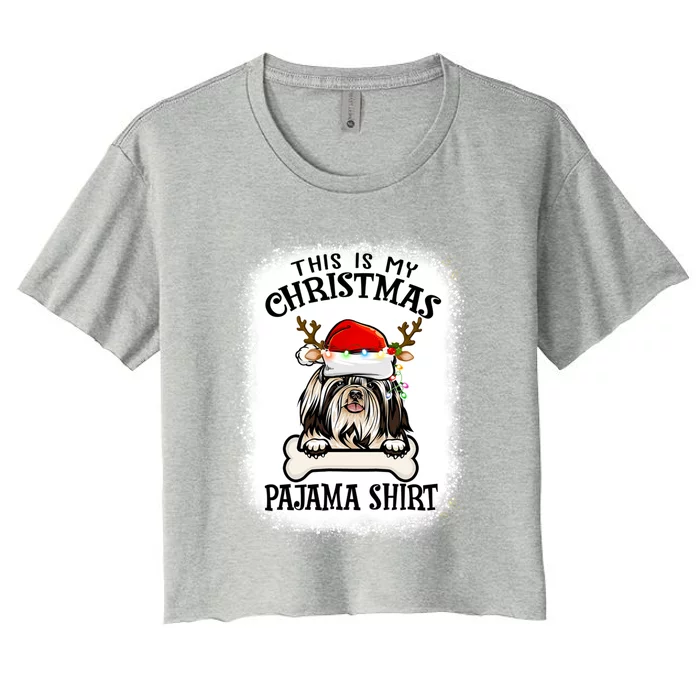 This Is My Christmas Shih Tzu Dog Pajama Merry Xmas Cute Gift Women's Crop Top Tee