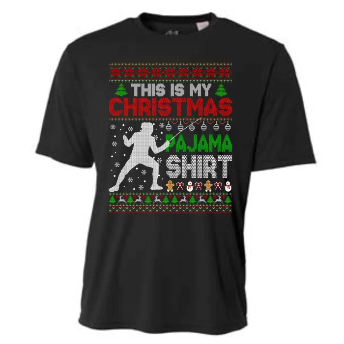 This Is My Christmas Pajama Ugly Sweater Fencing Meaningful Gift Cooling Performance Crew T-Shirt