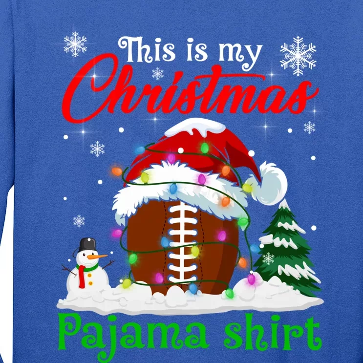 This Is My Christmas Pajama Xmas Lights Rugby Ball Lover Cool Gift Long Sleeve Shirt